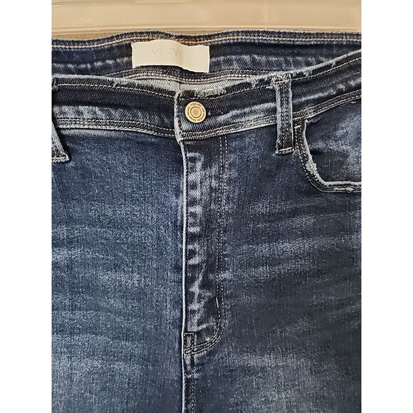 Vervet Cropped Jeans Womens 32 Blue Straight Leg Distressed Stretch - Picture 3 of 8